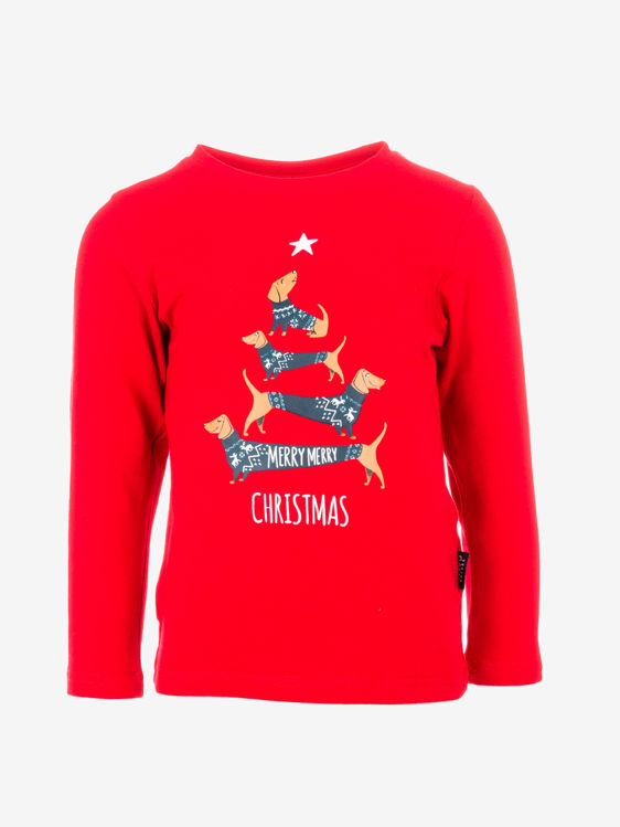Picture of ND0538- COTTON THERMAL UNISEX CHRISTMAS TOP RED/NAVY/ECRU